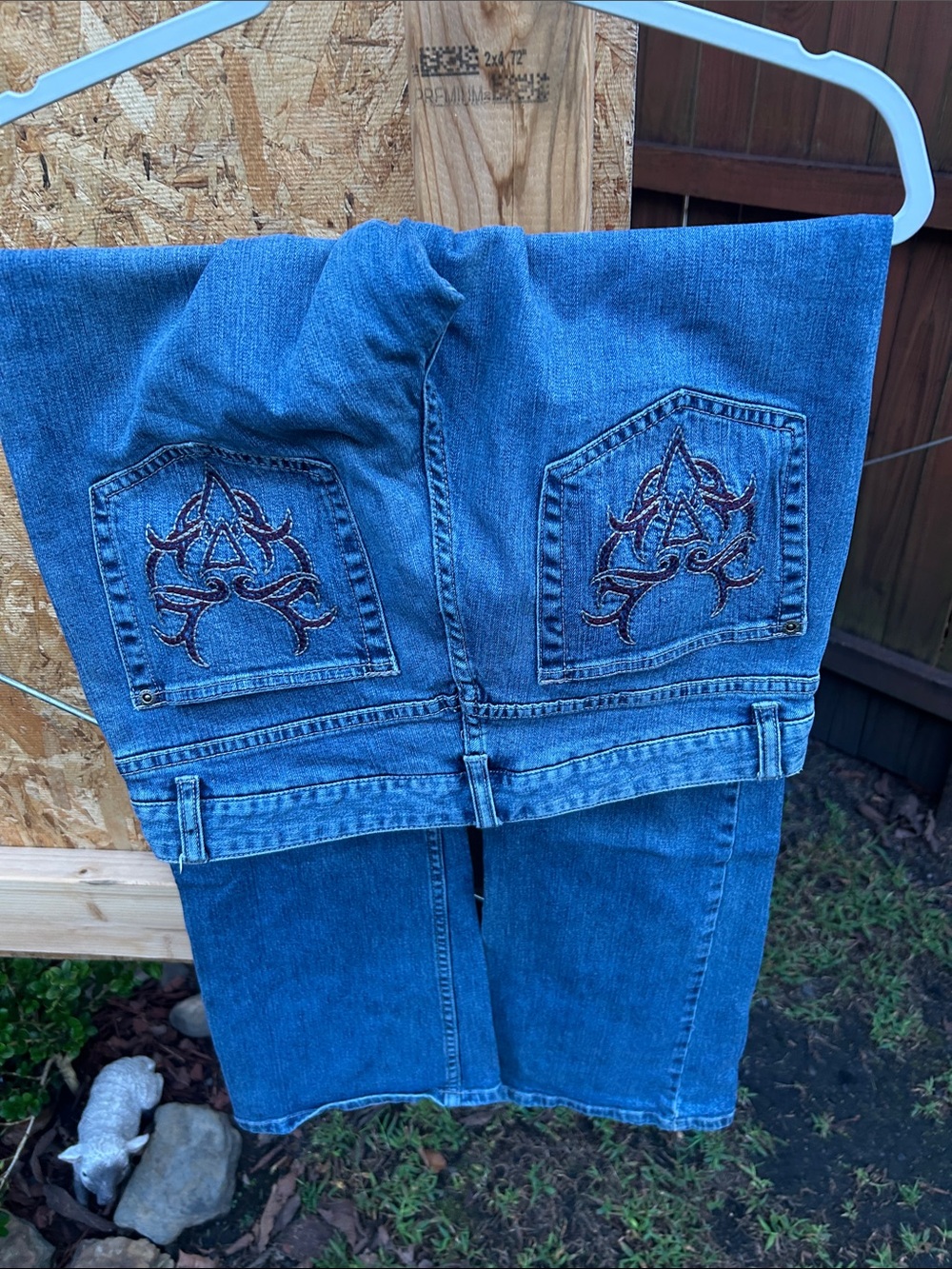 Harley-Davidson Blue Boot Cut Jeans with Brown Embroidered Back Pockets